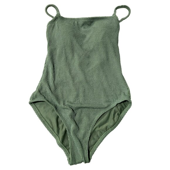 Kona Sol Olive Green Textured One-Piece Swimsuit Medium NWT - Picture 1 of 3